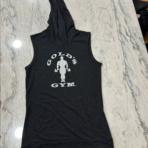 Gold's Gym Dark Heathered Gray Sleeveless Hoodie Tank size L